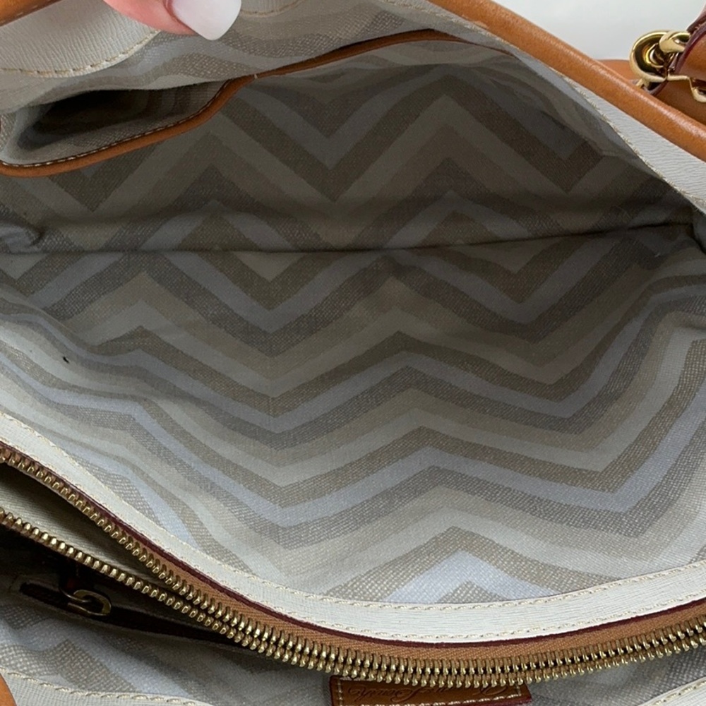 Dooney & Bourke Cream Canvas Tote with Brown Leather Trim and Matching Pouch - Picture 11 of 16